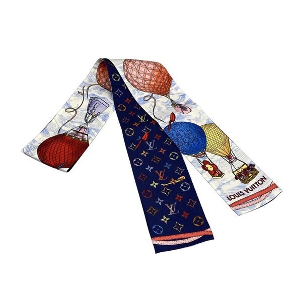 Auth LOUIS VUITTON bandwidth up and away M77681 Blue Vivienne - GM2242 Scarf - Picture 1 of 5